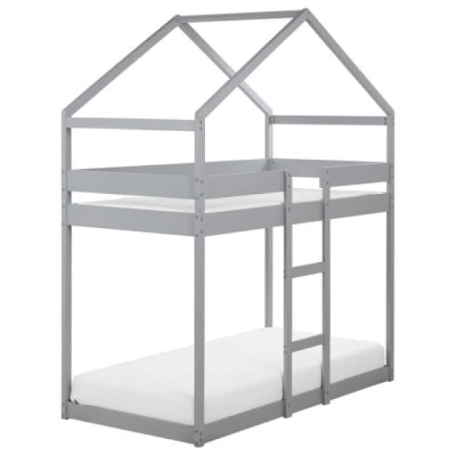 Beliani Bunk Bed House Pine Wood Labatut 90 X 200 Cm (Eu Single) Grey