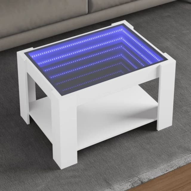 vidaXL Coffee Table with LED White 73x53x45cm Engineered Wood, White 847546
