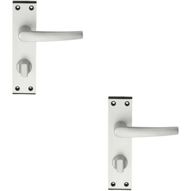 Loops 2x PAIR Straight Handle on Bathroom Backplate 152 x 38mm Satin Aluminium Multi