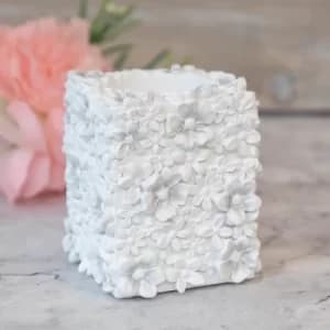 SOPHIA White Floral Resin Tealight Candle Holder