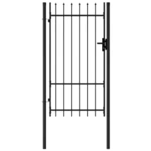 Vidaxl Fence Gate Single Door With Spike Top Steel 1X1.75 M Black