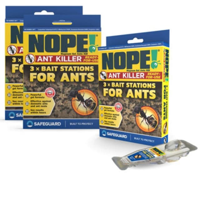 NOPE! Nope Ant Killer 3 X Bait Stations Box X 3 Pack. Traps For Indoor & Outdoor. Eradicates Ants And Their Colony & Nest