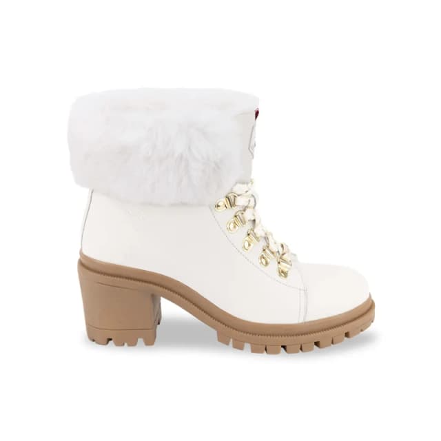 LES TROPEZIENNES PAR M.BELARBI Rosenn Leather Ankle Boots with Faux Fur Lining White Women 36 (3.5);41 (7);40 (6.5);39 (5.5 to 6);38 (5);37 (4)