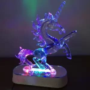 18cm Battery Operated Colour Changing Acrylic LED Unicorn Christmas Decoration