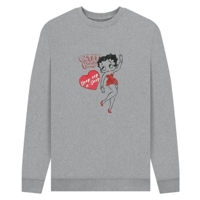 Betty Boop Mens Oop-A-Doop Sweatshirt in Grey Size: Small Grey Male S