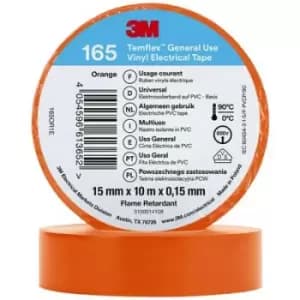 3M Temflex 165 165OR1E Electrical tape Temflex 165 Orange (L x W) 10 m x 15mm