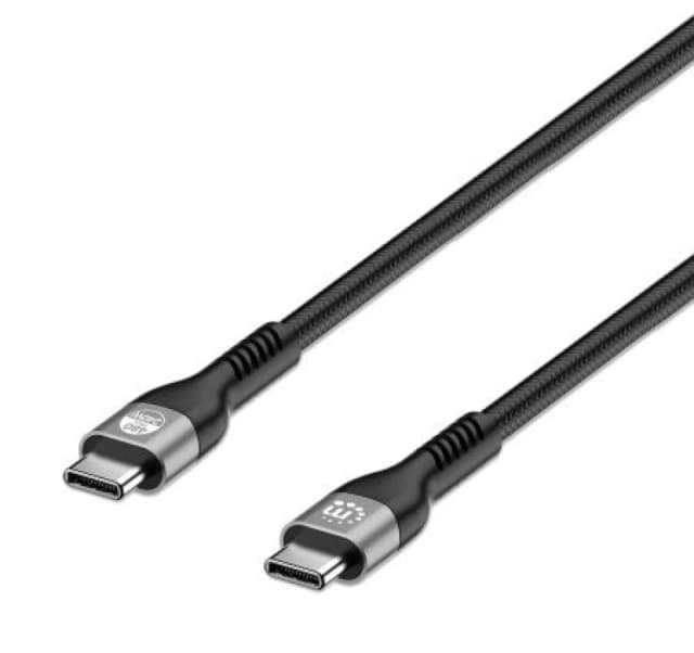 Manhattan Manhattan USB charging cable USB-C plug 2m Black Duplex use connector, double shielding 356367 356367