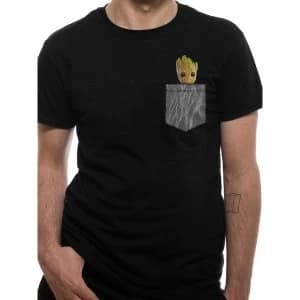 Guardians Of The Galaxy - Cosy Groot Pocket Mens Small T-Shirt - Black
