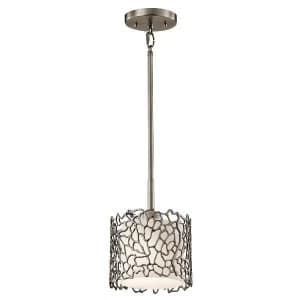 1 Light Ceiling Mini Pendant Classic Pewter, Silver Coral, E27