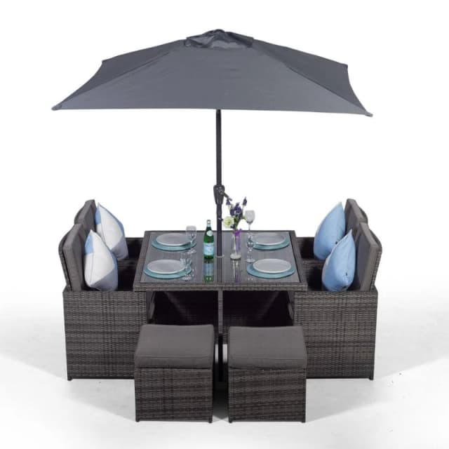 Thats Furniture Giardino 4 Seater Rattan Cube Dining Set in Grey Grey Unisex