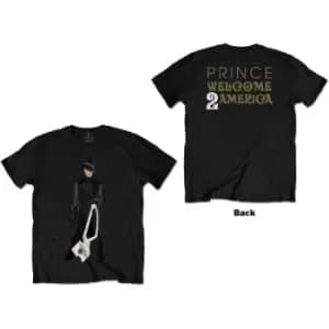 Prince - W2A White Guitar Unisex XX-Large T-Shirt - Black