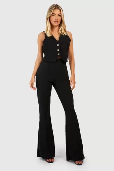Crepe Fit & Flare Trousers