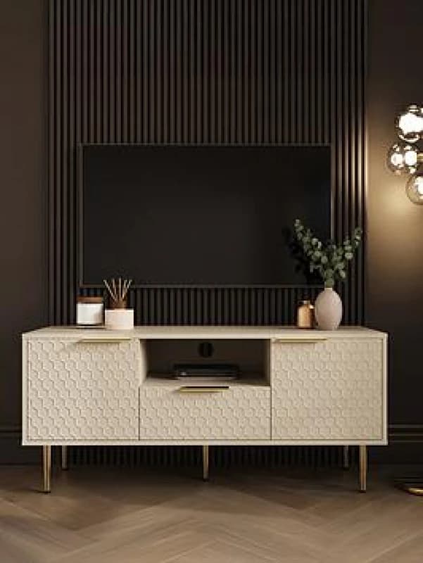 GFW GFW Azariah 2 Door Single Drawer Single Shelf Ivory TV Unit Ivory