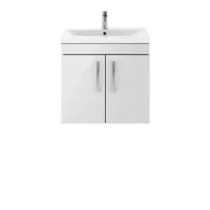 Nuie Athena 600 Wall Hung 2-door Vanity & Mid-edge Basin - Gloss Grey Mist