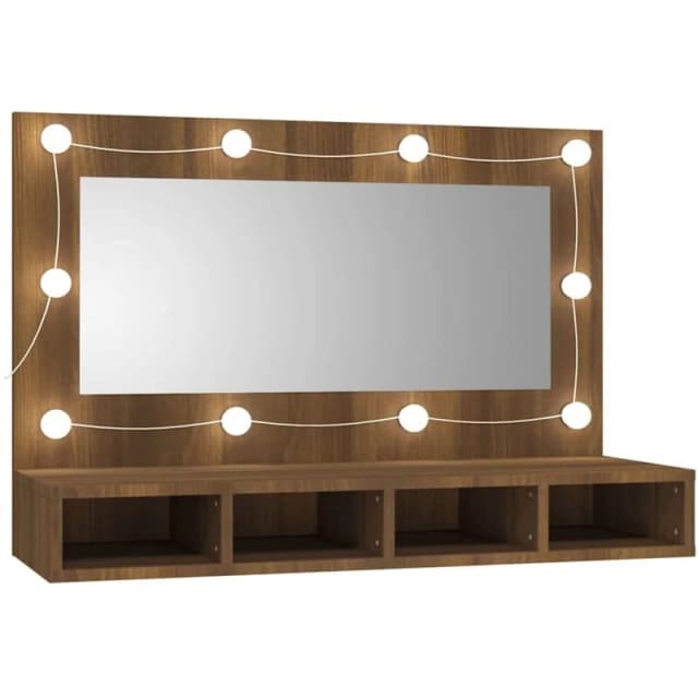 vidaXL Mirror Cabinet with LED Brown Oak 90x31.5x62 cm, Brown 820459