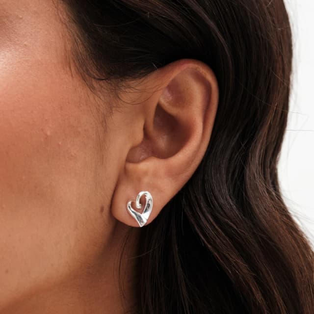 Simply Silver Sterling Silver 925 Polished Tapered heart Earrings Silver female