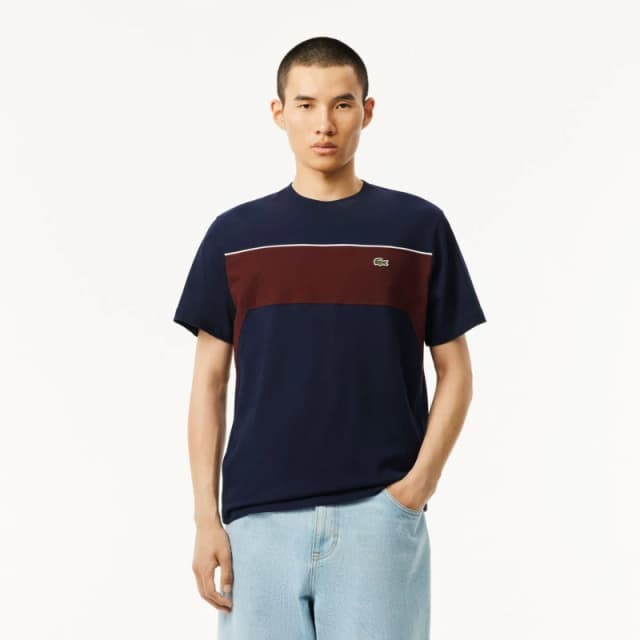 Lacoste Cotton Colour-Block T-Shirt Navy Red male XS