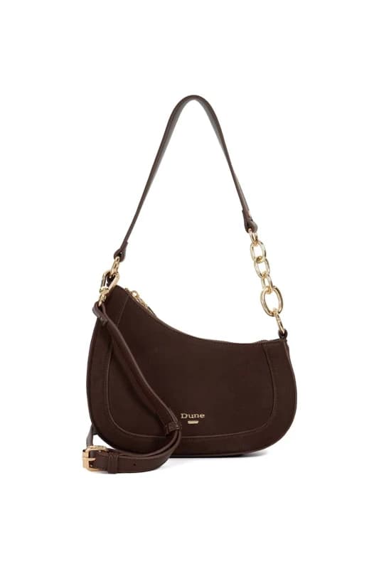 Dune London Womens 'Direction' Suede Shoulder Bag in Dark Brown Dark Brown Female One Size