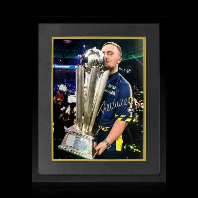 The Fan Cave Luke Littler Signed 2025 World Champion Image Delu Yellow & Purple unisex 550mm x 45