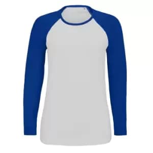 SOLS Womens/Ladies Milky Contrast Long Sleeve T-Shirt (L) (White/Royal Blue)