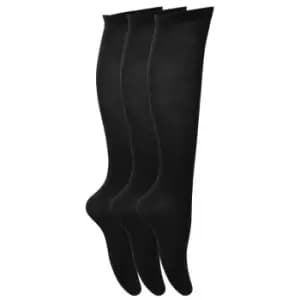 Childrens Girls Plain Knee High School Socks (Pack Of 3) (UK Shoe 12-3 (Age: 8-12 years)) (Black)