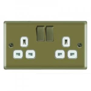 Wickes 13A Raised Plate Twin Switched Socket - Pearl Nickel