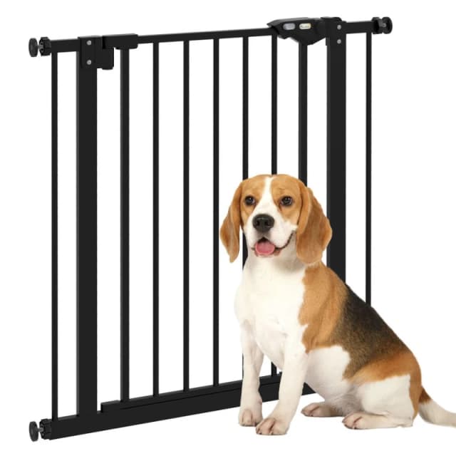 PawHut Adjustable Safety Gate w/ 1 Extension - Black D06-096V01BK