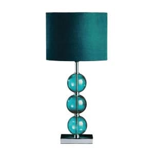 Premier Housewares Mistro Table Lamp with Teal Orb/Chrome Base & Teal Faux Suede Shade