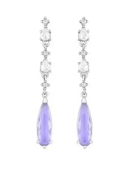 Jon Richard Rhodium Plated Amethyst Cubic Zirconia Linear Teardrop Earrings, Silver, Women