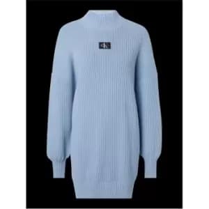 Calvin Klein Jeans Badge Loose Sweater Dress - Blue