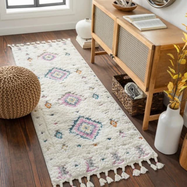 Livabliss Shaggy Modern Boho Plush Pile Ivory Pukyu Runner Rug 80 X 220 Cm - Easy Care, Non Shedding, Ideal For Hallway Or Beside The Bed