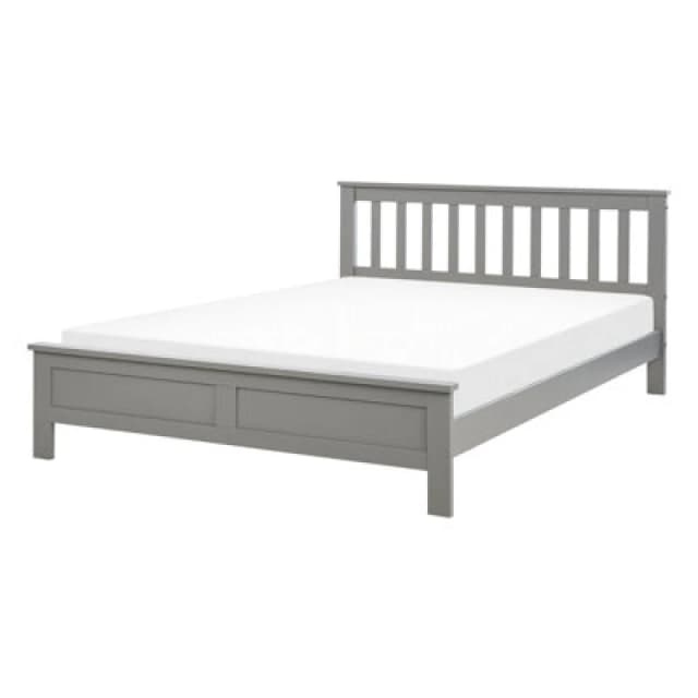 Beliani Bed Pine Wood Mayenne 140 X 200 Cm (Eu Double) Grey