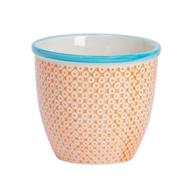 Nicola Spring Hand-Printed Plant Pot - 14Cm - Orange