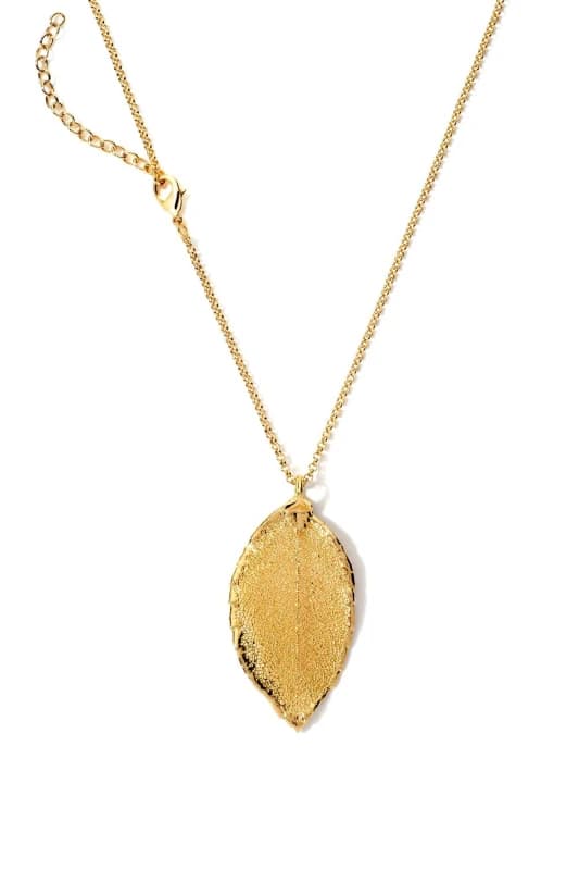 The Fine Collective Womens 24k Gold Dipped Rose Leaf Pendant Necklace Size: 19" Gold Female 19"