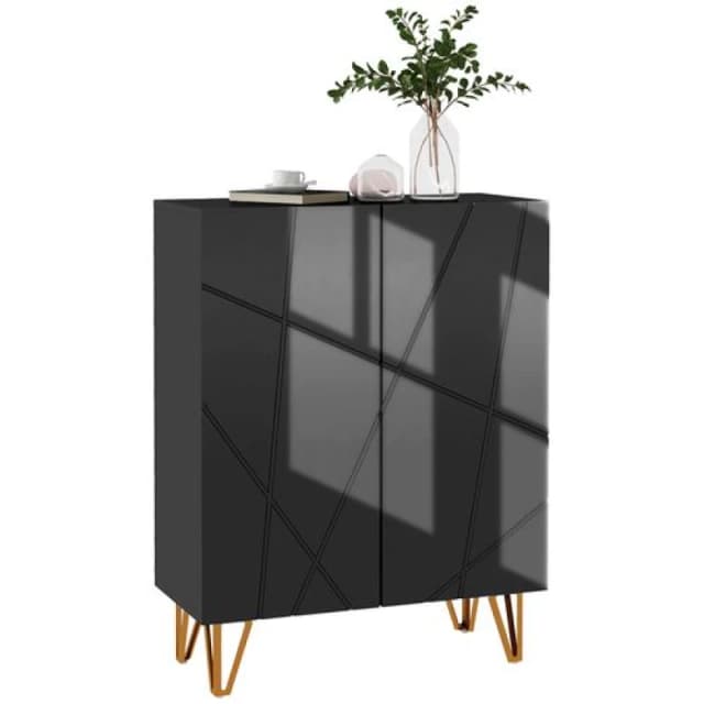 HOMCOM Narrow Shoe Cabinet, Slim Shoe Storage Cabinet with Soft-Close Hinges and Adjustable Shelves for 15-20 Pairs of Shoes Black - Homcom 5056725534