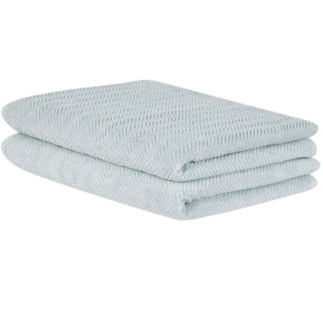 Beliani Set Of 2 Towels Mitiaro Terry Cotton Mint Green