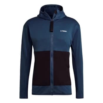 adidas Terrex Tech Fleece Light Hooded Hiking Jacket Mens - Crew Navy / Black