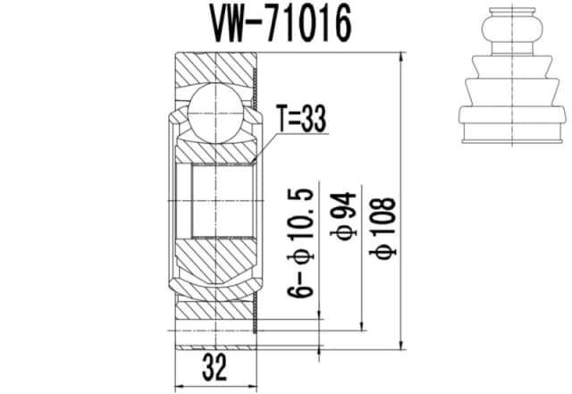 PROCARO 77-VW-250 CV Joint Joint Kit,drive shaft (5)