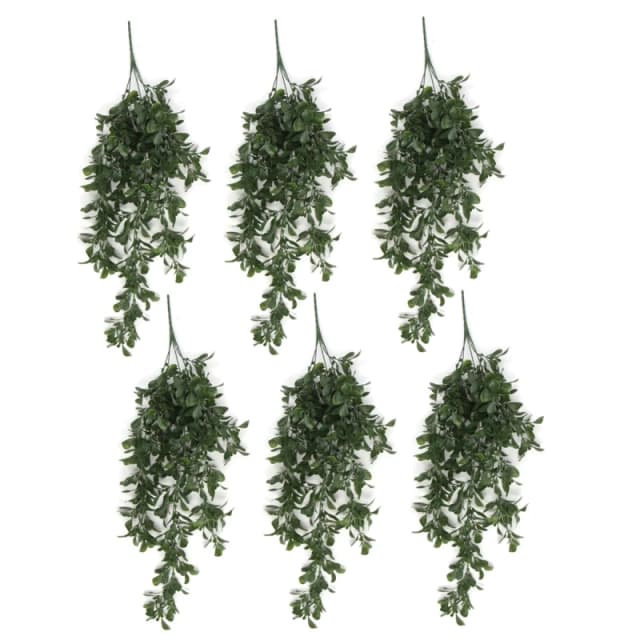 N/A Pack of 6 x Hanging UV and Fire Resistant Artificial Peperomia Plant 68cm