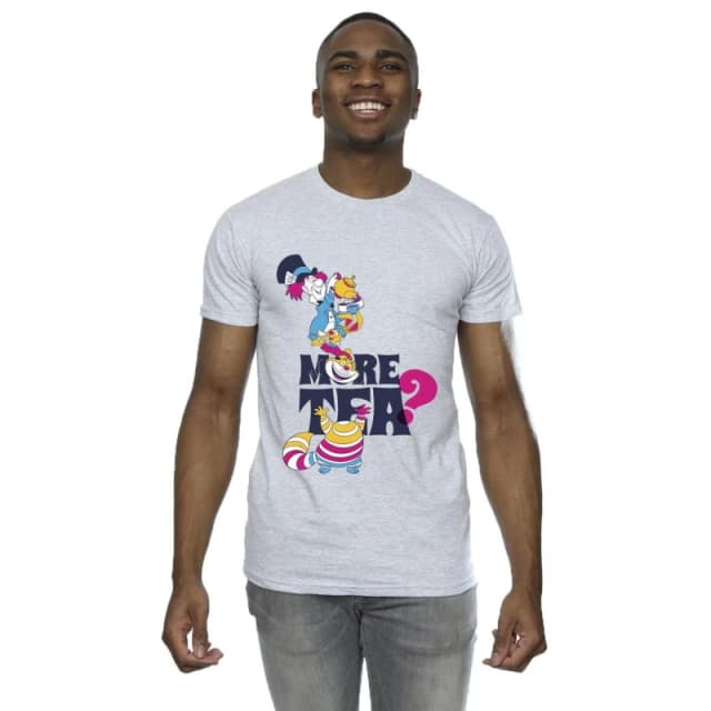 Disney Men Alice In Wonderland More Tea T-Shirt in Grey Size: Small Grey S Male 5063283634251