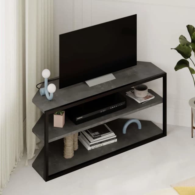 Decortie Echo' Modern TV Unit with Metal Frame 98cm in Mid Grey Size: 1 Pack Mid Grey Unisex 1 Pack