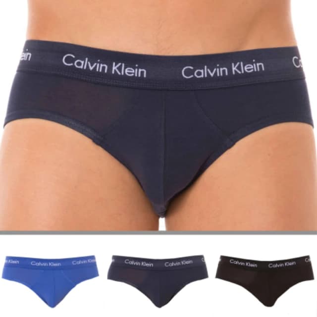 Calvin Klein 3 Pack Cotton Stretch Briefs - Royal - Navy - Black M