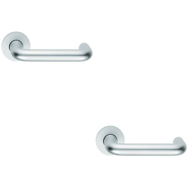 Loops 2x PAIR 19mm Round Bar Safety Lever on Round Rose DDA Compliant Satin Aluminium Multi