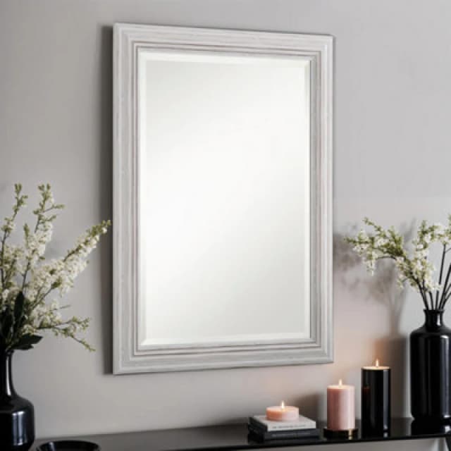 Yearn Mirrors Yearn Distressed White Framed Wall Mirror 128.5x75cm White