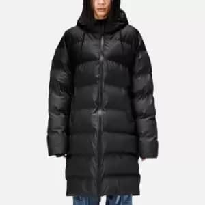 Rains Alta Long Coated-Shell Puffer Jacket - L
