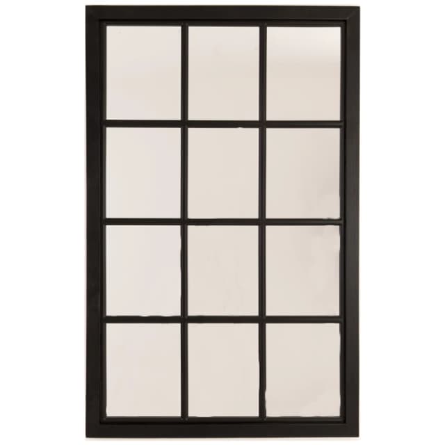 Love Lace Black Wooden Window Mirror Black