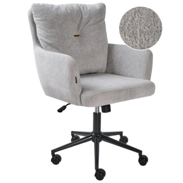 Beliani Desk Chair Alpine Faux Fur Grey