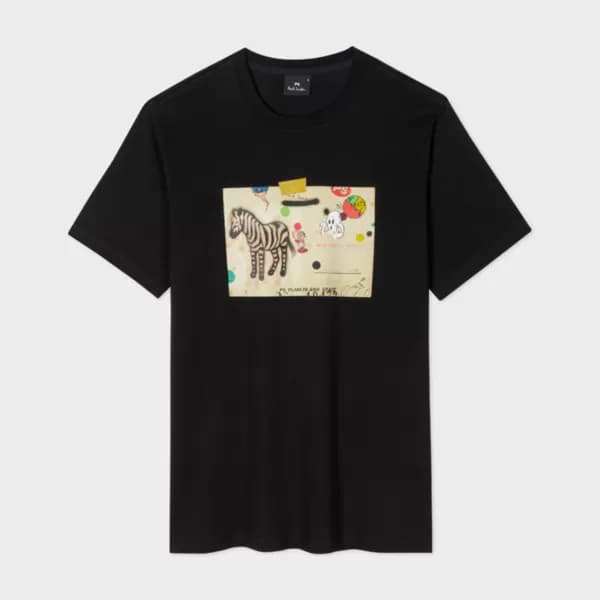 Ps Paul Smith Mens Reg Fit T Shirt Zebra Card