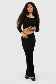 Blanket Stitch Knitted Maxi Skirt