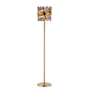 Lysander 8 Light G9, Floor Lamp, Brass, Smoke